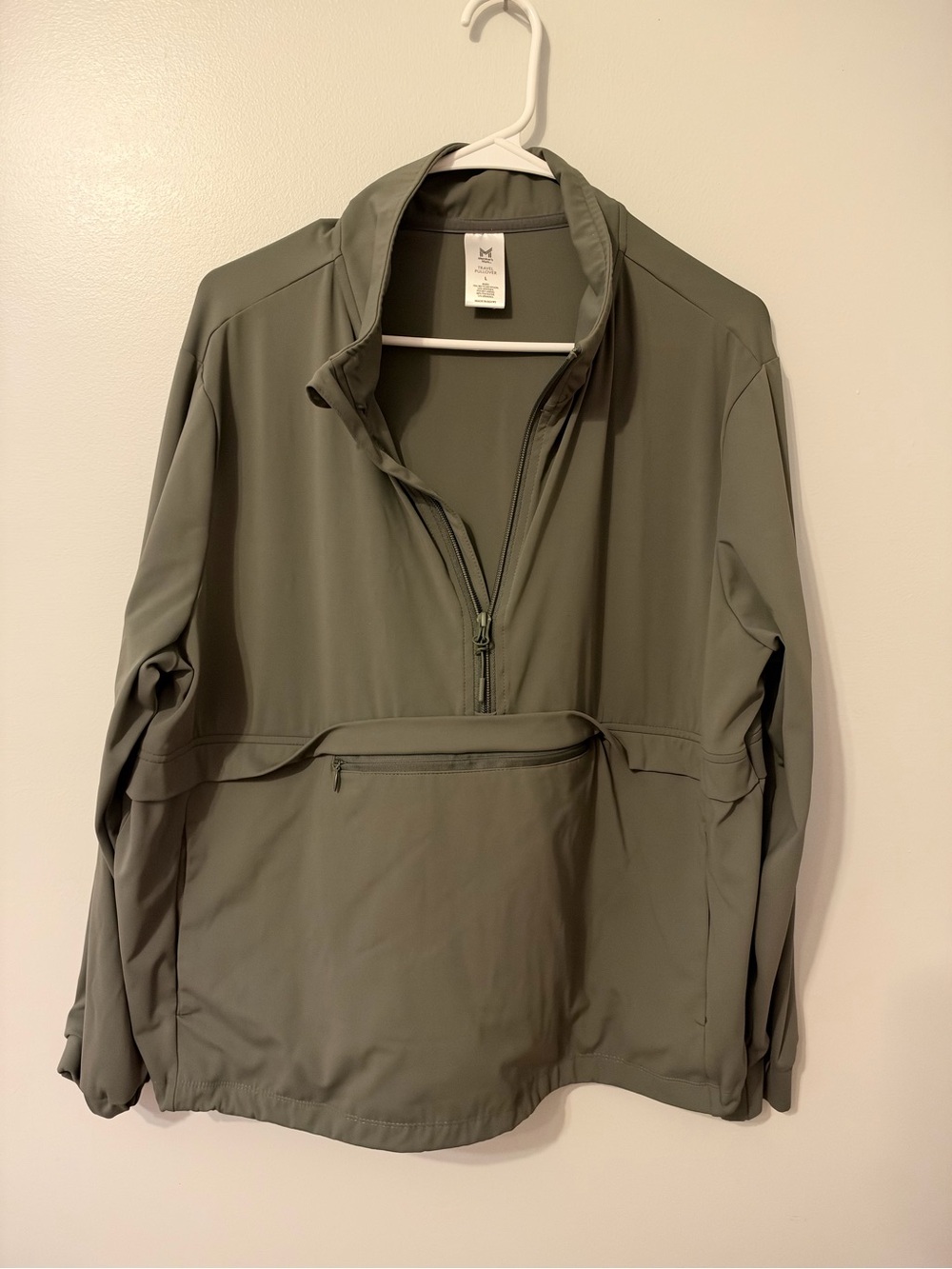 Utility Quarter-Zip Pullover Jacket in Olive Green